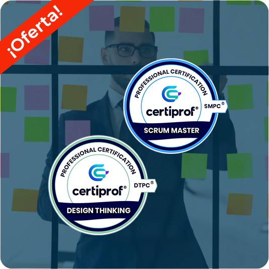 Dúo: Scrum Master Professional Certificate – SMPC® (En Vivo) y Design Thinking Professional Certificate – DTPC® (e-learning)